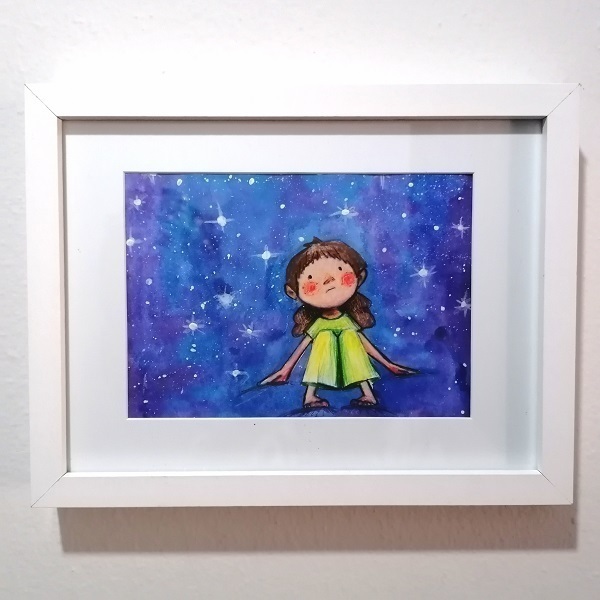 Μετρώντας τα αστέρια-artprint A5 - κορίτσι, αστέρι, αφίσες - 4