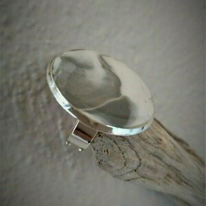 χειροποίητο κόσμημα δαχτυλίδι accesories gray - abstract jewelry - πηλός, αυξομειούμενα, φθηνά - 3