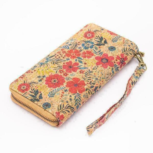 Floral Wallet - αδιάβροχο, φλοράλ, οικολογικό, φελλός, πορτοφόλια