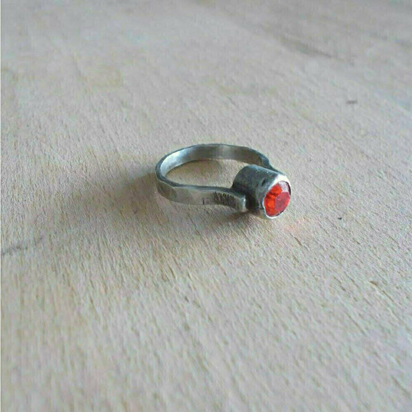 Δακτυλίδι από αρζαντό με κόκκινο Swarovski - boho, σταθερά - 2