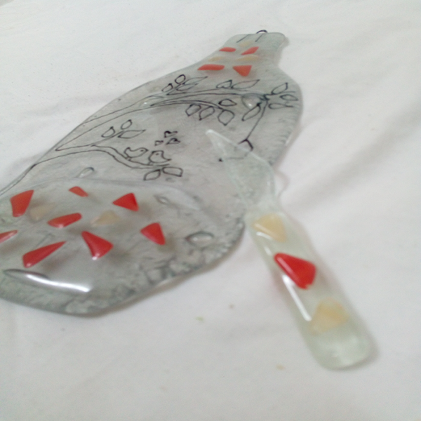Δίσκος σερβιρίσματος από ανακυκλωμένο μπουκάλι, με δώρο μαχαιράκι - είδη σερβιρίσματος - 3