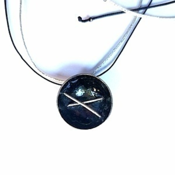 Κολιέ "ημισφαίριο"/ necklace "hemisphere" - γυαλί, αλπακάς, κοντά - 2