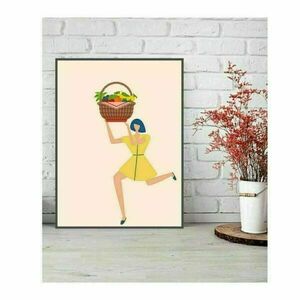 Girl with basket αφίσα - μοντέρνο, κουζίνα, δώρο, decor, αφίσες
