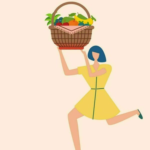 Girl with basket αφίσα - μοντέρνο, κουζίνα, δώρο, decor, αφίσες - 2