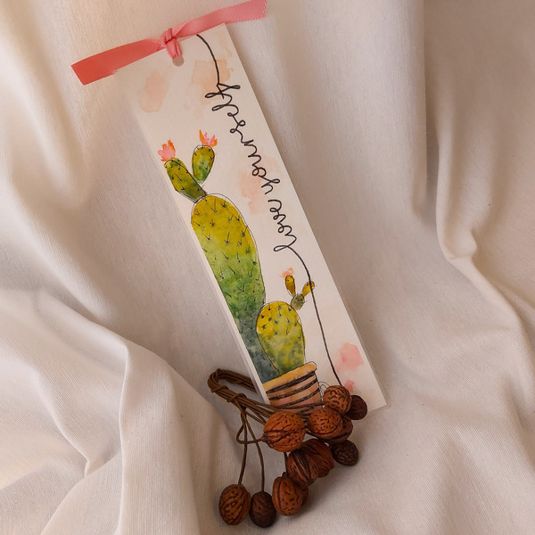 Χειροποίητος & Ζωγραφισμένος Σελιδοδείκτης "Love Yourself" / Handmade & Handpainted Bookmark - ζωγραφισμένα στο χέρι, δώρο, χειροποίητα, σελιδοδείκτες