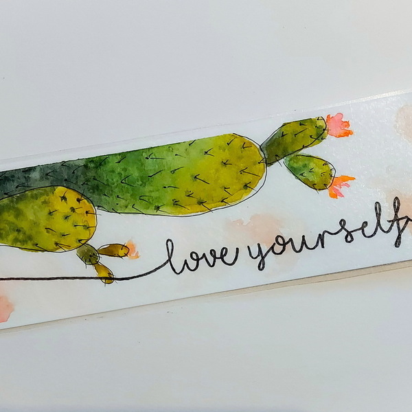 Χειροποίητος & Ζωγραφισμένος Σελιδοδείκτης "Love Yourself" / Handmade & Handpainted Bookmark - ζωγραφισμένα στο χέρι, δώρο, χειροποίητα, σελιδοδείκτες - 2