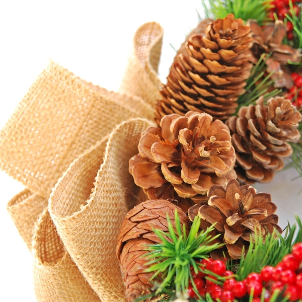Χριστουγεννιάτικο στεφάνι με γκι - ξύλο, στεφάνια, χριστουγεννιάτικο, διακοσμητικά - 2