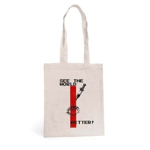 Tote Bag ▪️SEE THE WORLD BETTER▪️ _Πάνινη τσάντα ζωγραφισμένη στο χέρι - ύφασμα, ώμου, all day, tote, πάνινες τσάντες