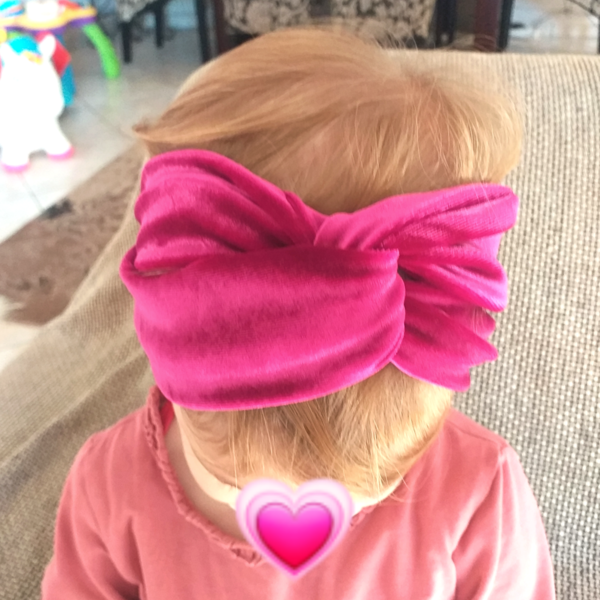 Παιδική βελούδινη κορδέλα μαλλιών τριανταφυλλί - κορίτσι, για τα μαλλιά, για παιδιά, αξεσουάρ μαλλιών - 5