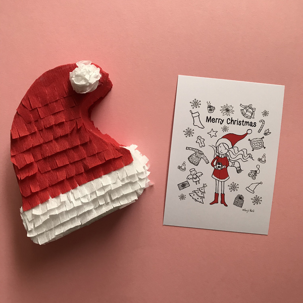 Ευχετήρια κάρτα και μίνι χριστουγεννιάτικη πινάτα - χριστουγεννιάτικα δώρα, άγιος βασίλης, ευχετήριες κάρτες