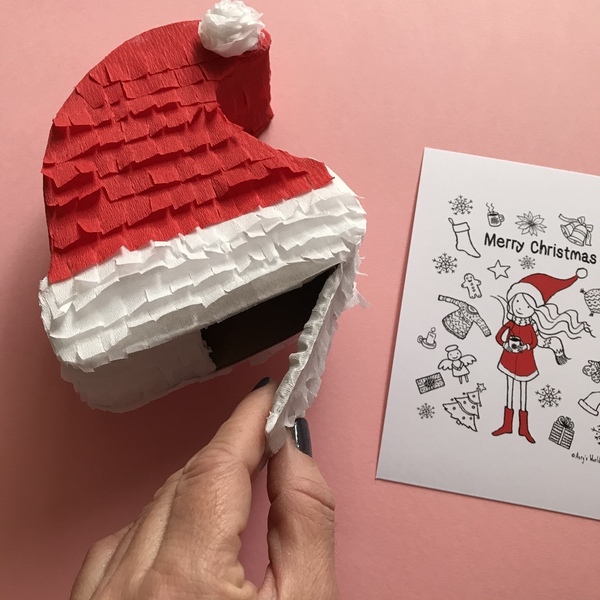Ευχετήρια κάρτα και μίνι χριστουγεννιάτικη πινάτα - χριστουγεννιάτικα δώρα, άγιος βασίλης, ευχετήριες κάρτες - 3