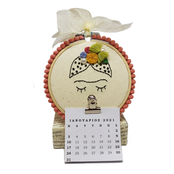 Ημερολόγιο Κορίτσι με λουλούδια - κεντητά, χαρτί, διακόσμηση, ημερολόγια, διακοσμητικά