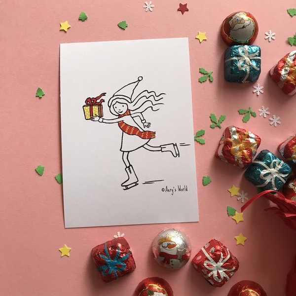 Ευχετήρια κάρτα και μίνι χριστουγεννιάτικη πινιάτα - πινιάτες, χριστουγεννιάτικα δώρα, άγιος βασίλης, ευχετήριες κάρτες - 2