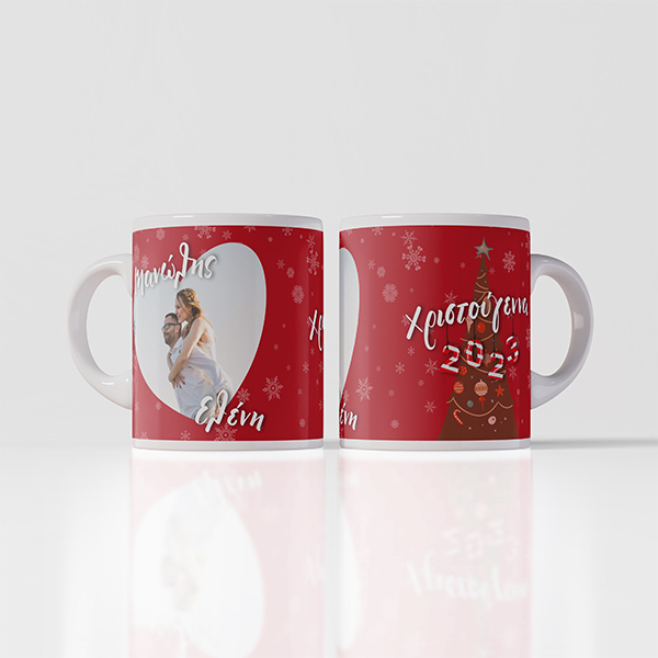 Χριστουγεννιάτικη Κούπα Ερωτευμένων Κόκκινη - πορσελάνη, επέτειος, χριστουγεννιάτικα δώρα, κούπες & φλυτζάνια - 2