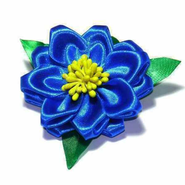 Λαστιχακι "Μπλε λουλουδι" - ύφασμα, λαστιχάκια μαλλιών