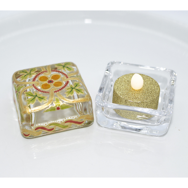 Γυάλινο κουτάκι | Glass Box Golden Pattern - γυαλί, ζωγραφισμένα στο χέρι, διακοσμητικά - 2