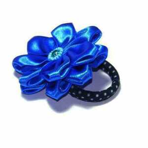 Λαστιχακι "Μπλε μικρο λουλουδι" - ύφασμα, λαστιχάκια μαλλιών