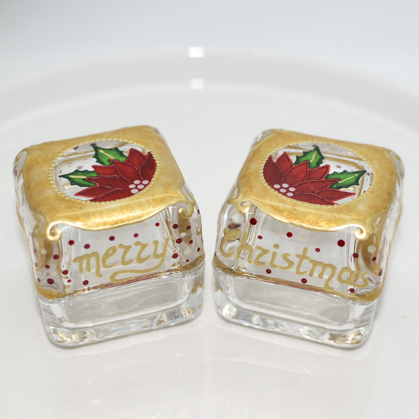 Γυάλινο κουτάκι | Glass Box Christmas Ribbon - διακοσμητικά, γυαλί, ζωγραφισμένα στο χέρι, χριστουγεννιάτικα δώρα - 2