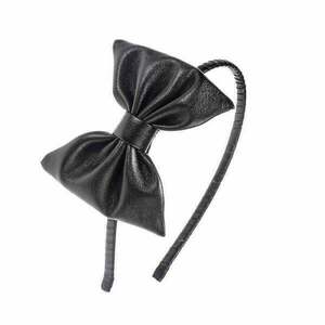 Black minimal leather! Χειροποίητη στέκα για τα μαλλια! - φιόγκος, αξεσουάρ μαλλιών