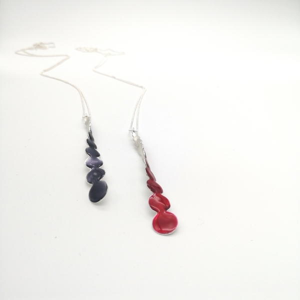 Circles in line- necklace - ασήμι 925, σμάλτος, μακριά