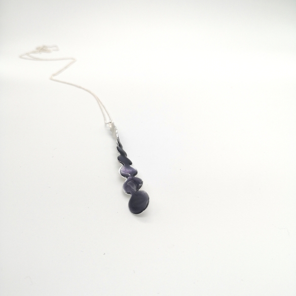 Circles in line- necklace - ασήμι 925, σμάλτος, μακριά - 3