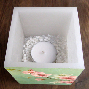Ανθισμένη Αμυγδαλιά Κουφωτό κερί φαναράκι κύβος - κεριά & κηροπήγια - 3