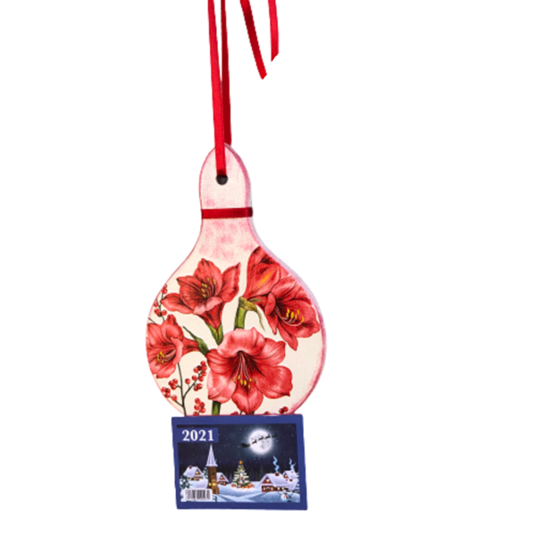 Ημερολόγιο σε ξύλο κοπής Κόκκινα Λουλούδια - χειροποίητα, διακοσμητικά, πρωτότυπα δώρα