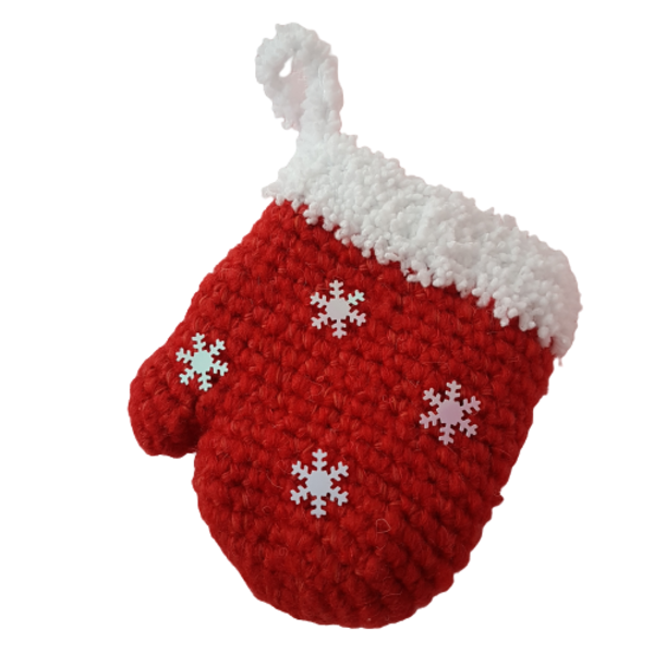 Πλεκτό γάντι κόκκινο στολίδι - νήμα, στολίδι, διακοσμητικά, χριστουγεννιάτικα δώρα
