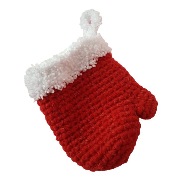 Πλεκτό γάντι κόκκινο στολίδι - νήμα, στολίδι, διακοσμητικά, χριστουγεννιάτικα δώρα - 2