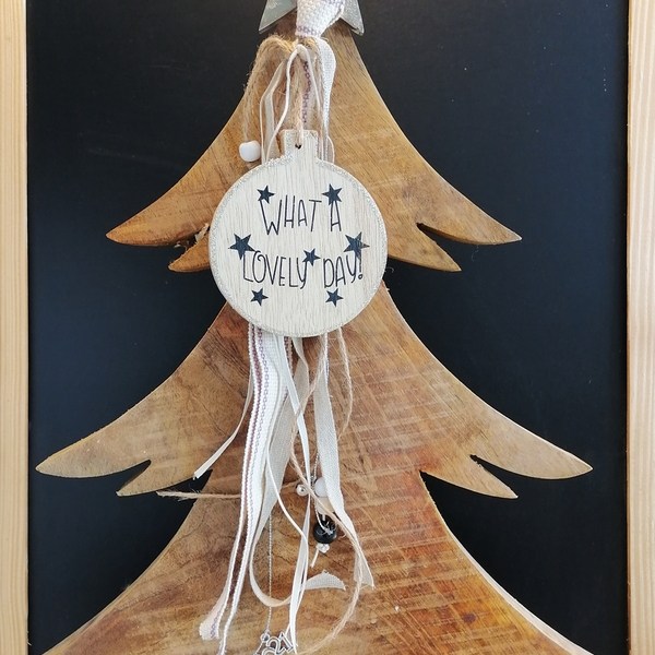 Κρεμαστό ξύλινο γούρι 2021 με ευχές - ξύλο, χριστουγεννιάτικα δώρα, γούρια - 4