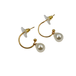 Χρυσοί κρίκοι με τεχνητές πέρλες μικρές (ορείχαλκος) - ορείχαλκος, κρίκοι, μικρά, πέρλες, faux bijoux - 3
