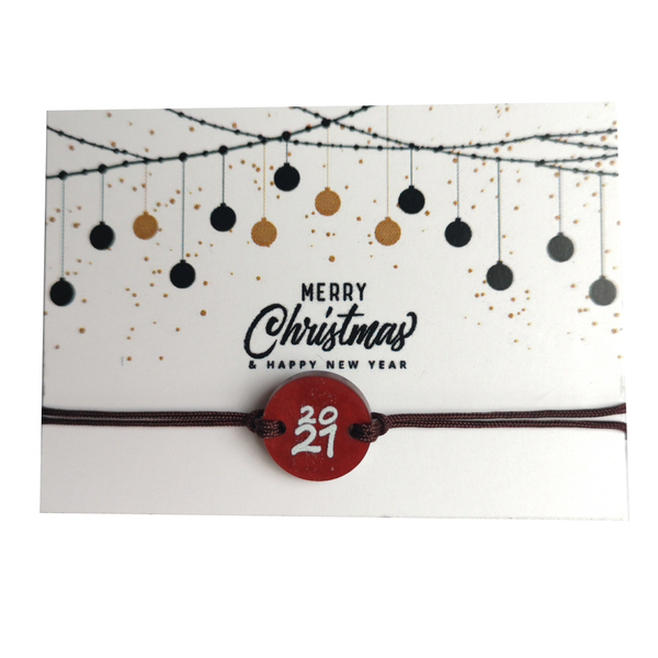 Βραχιόλι γούρι 2021 μπορντό περλέ plexiglass - χριστουγεννιάτικο, χριστουγεννιάτικα δώρα, γούρια - 2
