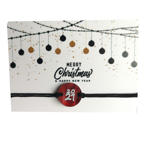 Βραχιόλι γούρι 2021 μπορντό περλέ plexiglass - χριστουγεννιάτικο, χριστουγεννιάτικα δώρα, γούρια - 3