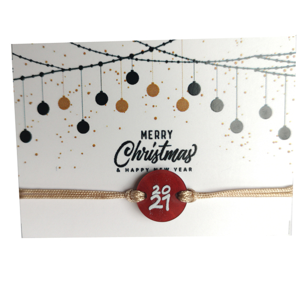 Βραχιόλι γούρι 2021 μπορντό περλέ plexiglass - χριστουγεννιάτικο, χριστουγεννιάτικα δώρα, γούρια - 4
