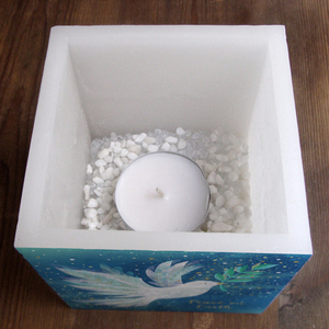 Peace on Earth Κουφωτό κερί φαναράκι κύβος - χριστουγεννιάτικα δώρα, κεριά & κηροπήγια - 3
