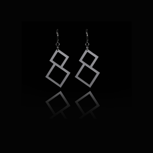 earrings.plexiglass,SILVER,steel,Geometric,(code 4sl) - κρεμαστά, ατσάλι, plexi glass, μεγάλα