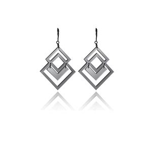 earrings.plexiglass,SILVER,steel,Geometric,(code 5sl) - μικρά, plexi glass, ατσάλι, κρεμαστά, γάντζος