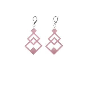 earrings.plexiglass,PINK,steel,Geometric,(code 6p) - plexi glass, ατσάλι, κρεμαστά, μεγάλα