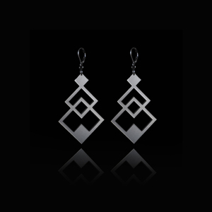 earrings.plexiglass,SILVER,steel,Geometric,(code 6sl) - plexi glass, ατσάλι, κρεμαστά