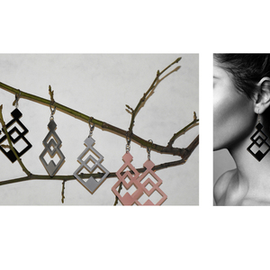 earrings.plexiglass,SILVER,steel,Geometric,(code 6sl) - plexi glass, ατσάλι, κρεμαστά - 2