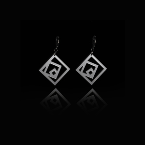 earrings.plexiglass,SILVER,steel,Geometric,(code 7sl) - plexi glass, ατσάλι, κρεμαστά, μεγάλα