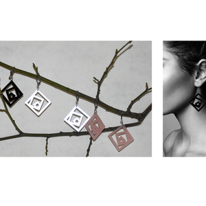 earrings.plexiglass,PINK,steel,Geometric,(code 7p) - μικρά, plexi glass, ατσάλι, κρεμαστά - 2