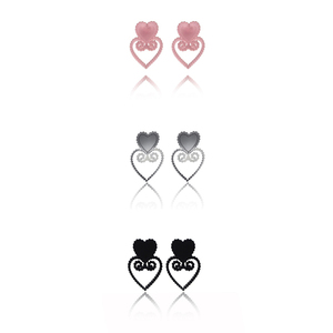 DEALS ,3 PIECES,3 COLORS,earrings plexiglass,steel,Heart ,(code:11pac) - καρφωτά, plexi glass, ατσάλι, μεγάλα