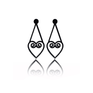 earrings,plexiglass,BLACK,steel,Heart,(code:14bl) - καρδιά, plexi glass, ατσάλι, κρεμαστά, μεγάλα