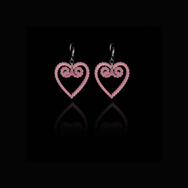 earrings,plexiglass,HEART,steel,Heart,(code:15p) - καρδιά, plexi glass, ατσάλι, κρεμαστά, με κλιπ