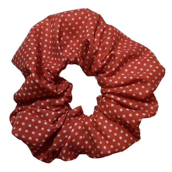 Handmade Scrunchie Red Dots. - λαστιχάκια μαλλιών