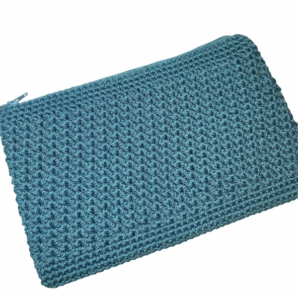 Handmade Crochet Light Blue - φάκελοι, all day, χειρός, πλεκτές τσάντες, μικρές - 2