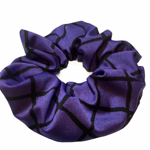 Handmade Scrunchie Purple Black Lines - λαστιχάκια μαλλιών - 2