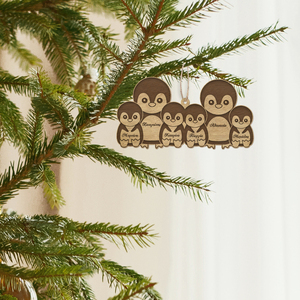 Ξύλινo Στολίδι -Οικογένεια Πιγκουίνων (Mε δυνατότητα προσωποποίησης) - ξύλο, χριστουγεννιάτικα δώρα, στολίδια, προσωποποιημένα - 4