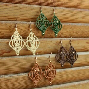 Μacrame earrings! - μακραμέ, χειροποίητα, boho, κρεμαστά, μεγάλα